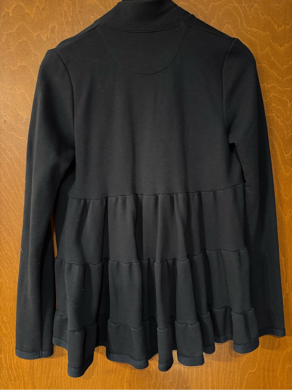 Anthropologie black cardigan with ruffles & pockets!